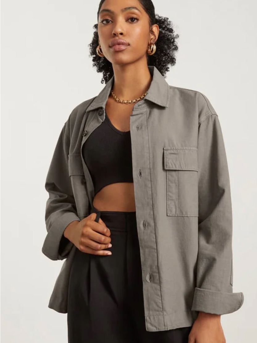 Everlane Gray Utility Shirt Jacket